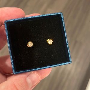 CZ earrings gold color-sterling silver